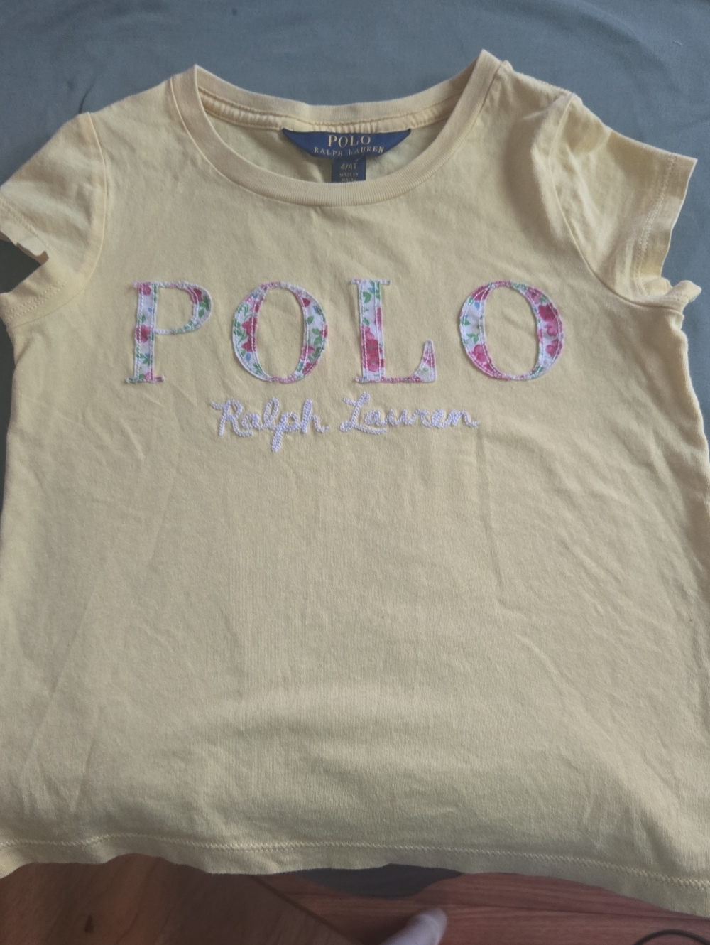 Polo by Ralph Lauren Pale Yellow Floral Appliqué Tee